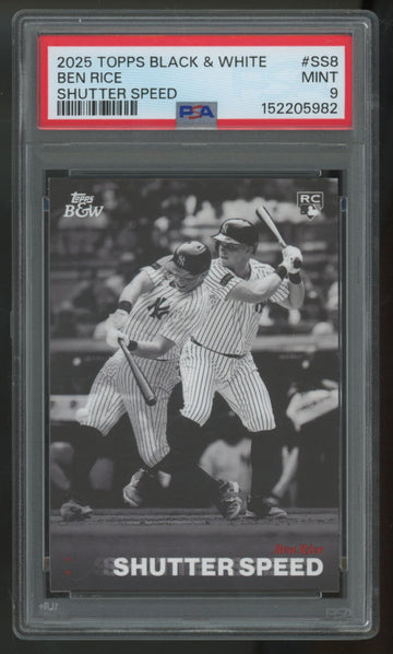 2025 Topps Black & White Ben Rice RC Shutter Speed #SS8 PSA 9