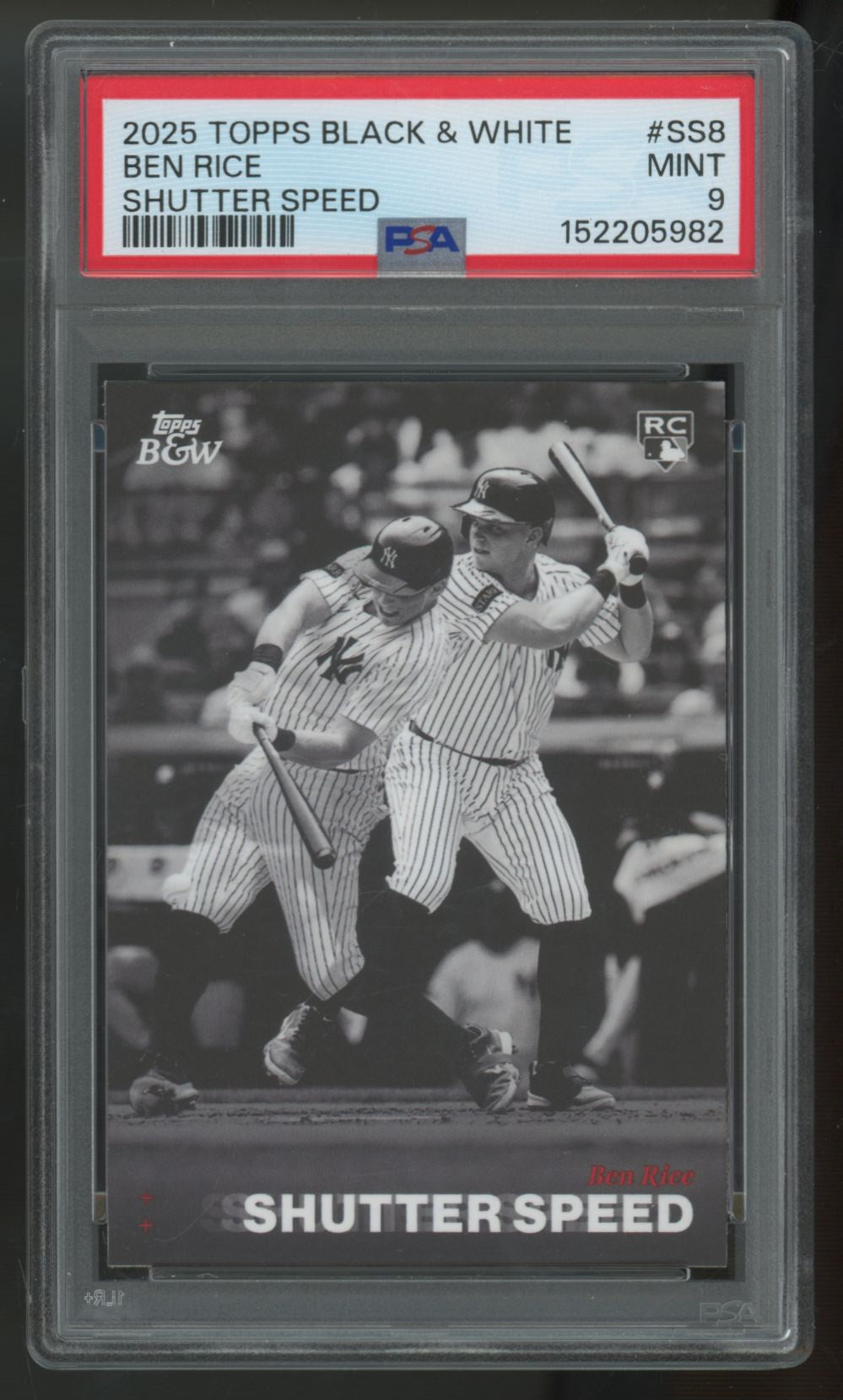 2025 Topps Black & White Ben Rice RC Shutter Speed #SS8 PSA 9