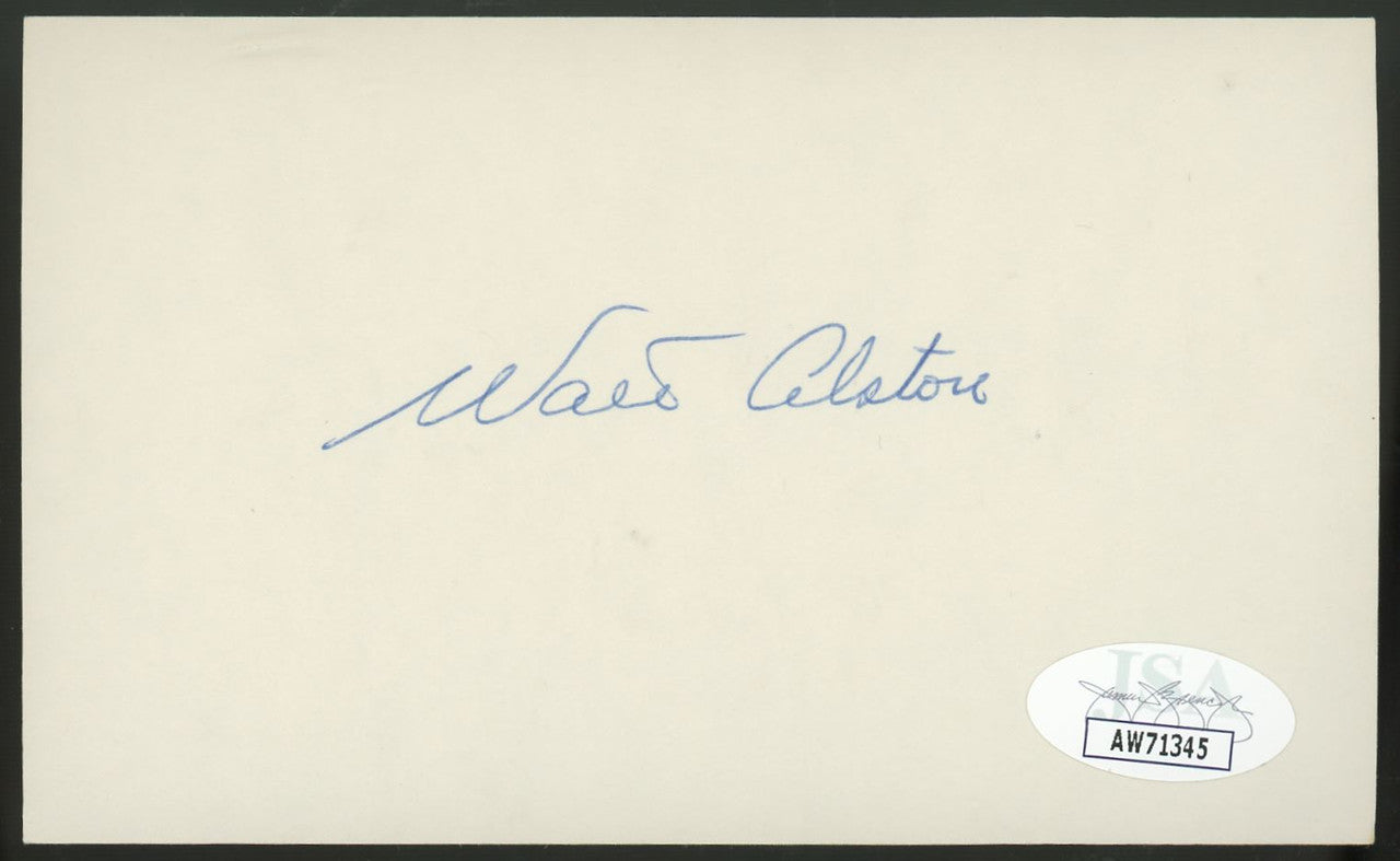 Walt Alston Signed Autographed Index Card JSA