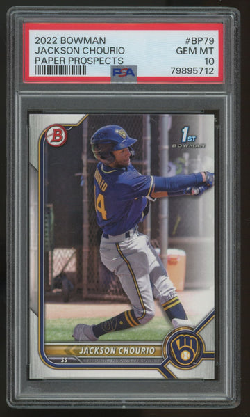 2022 Bowman Jackson Chourio 1st Paper Prospects #BP-79 PSA 10 "A"