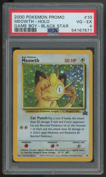 2000 Pokemon Meowth Game Boy Black Star Promo #10 PSA 4