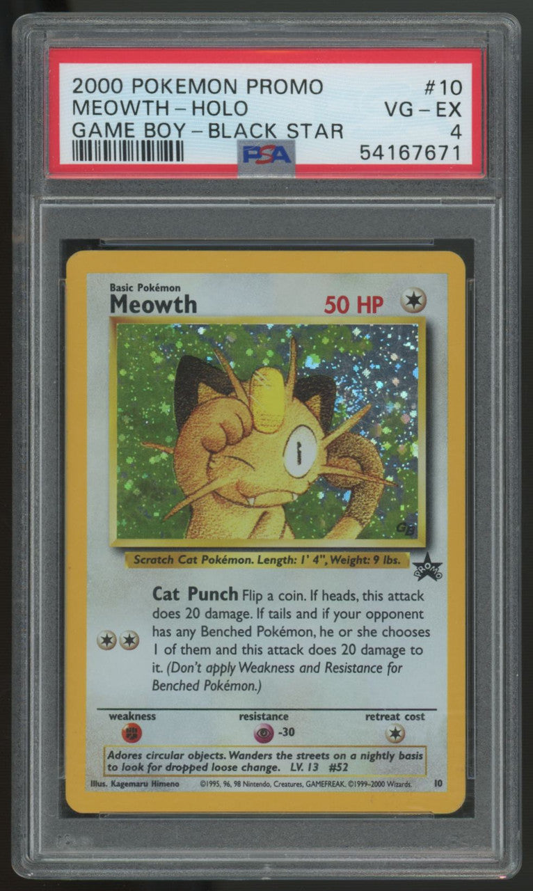 2000 Pokemon Meowth Game Boy Black Star Promo #10 PSA 4