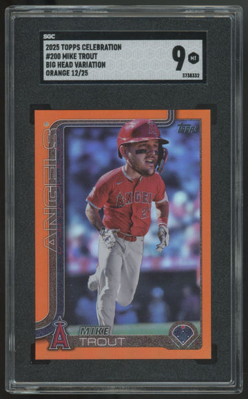 2025 Topps Celebration Mike Trout Big Head Variation Orange /25 #200 SGC 9