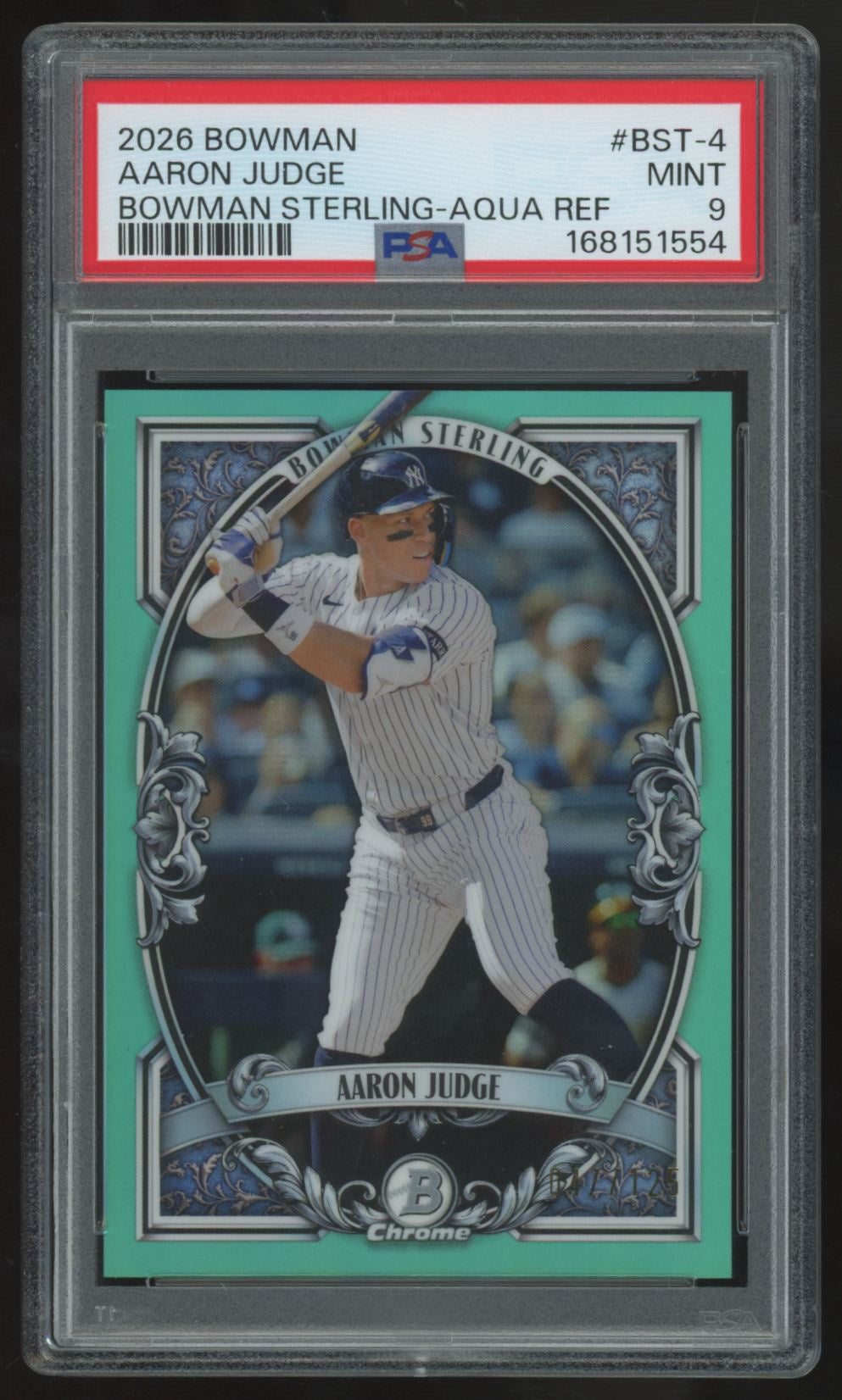 2026 Bowman Chrome Aaron Judge Sterling Aqua /125 #BST-4 PSA 9