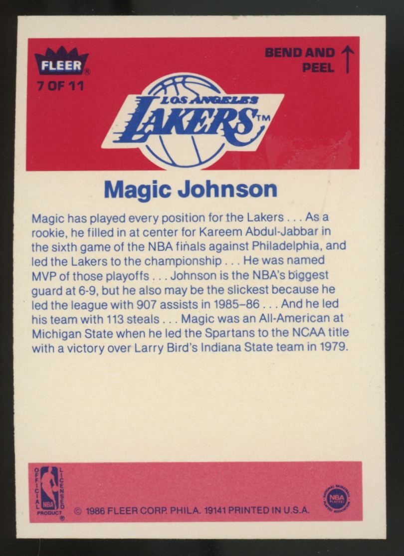 1986-87 Fleer Sticker Magic Johnson #7 NM