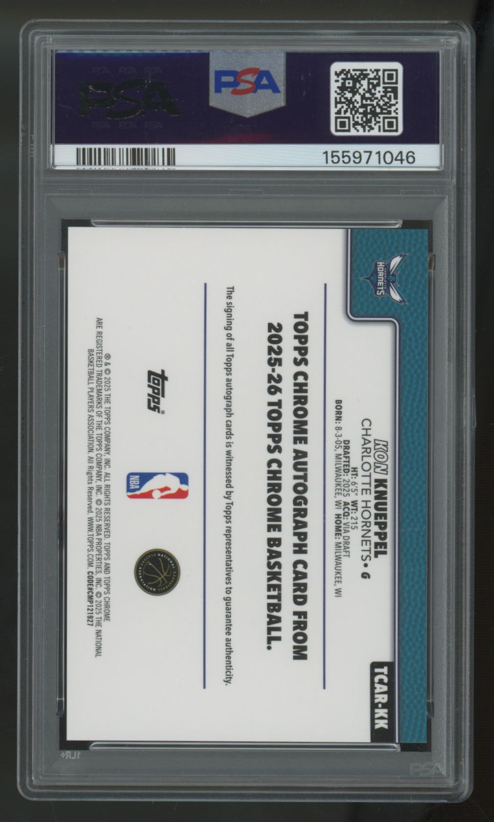 2025-26 Topps Chrome Kon Knueppel RC Auto #TCAR-KK PSA 7 10