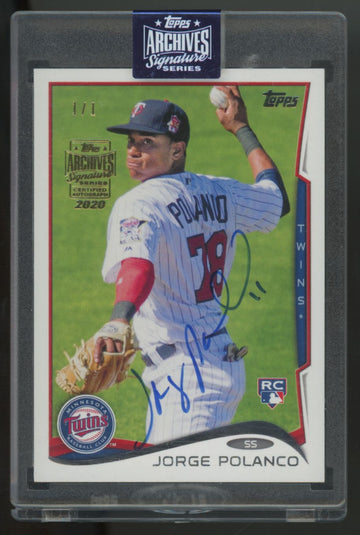 2020 Topps Archives Signature Series Jorge Polanco RC 2014 Topps Update Auto 1/1