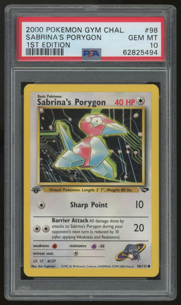 2000 Pokemon Sabrina's Porygon Gym Challenge 1st Edition #98 PSA 10