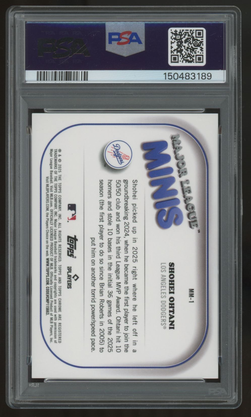 2025 Topps Chrome Update Shohei Ohtani Major League Minis SSP #1 PSA 9
