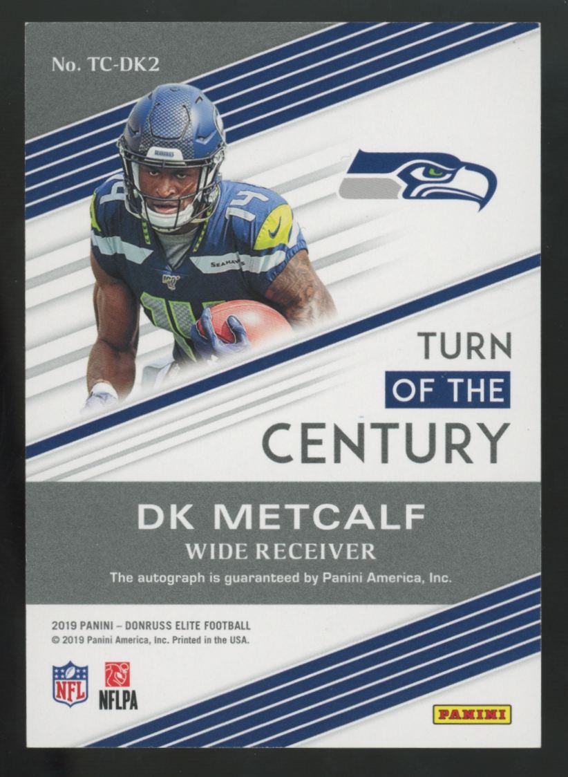 2019 Donruss Elite DK Metcalf Turn Of The Century Gold Ink Auto /25 #TC-DK2