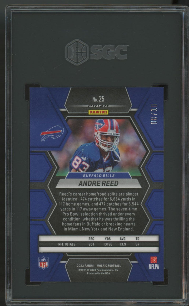 2023 Mosaic Football Andre Reed Pink Fluorescent Prizm /10 #25 SGC 9