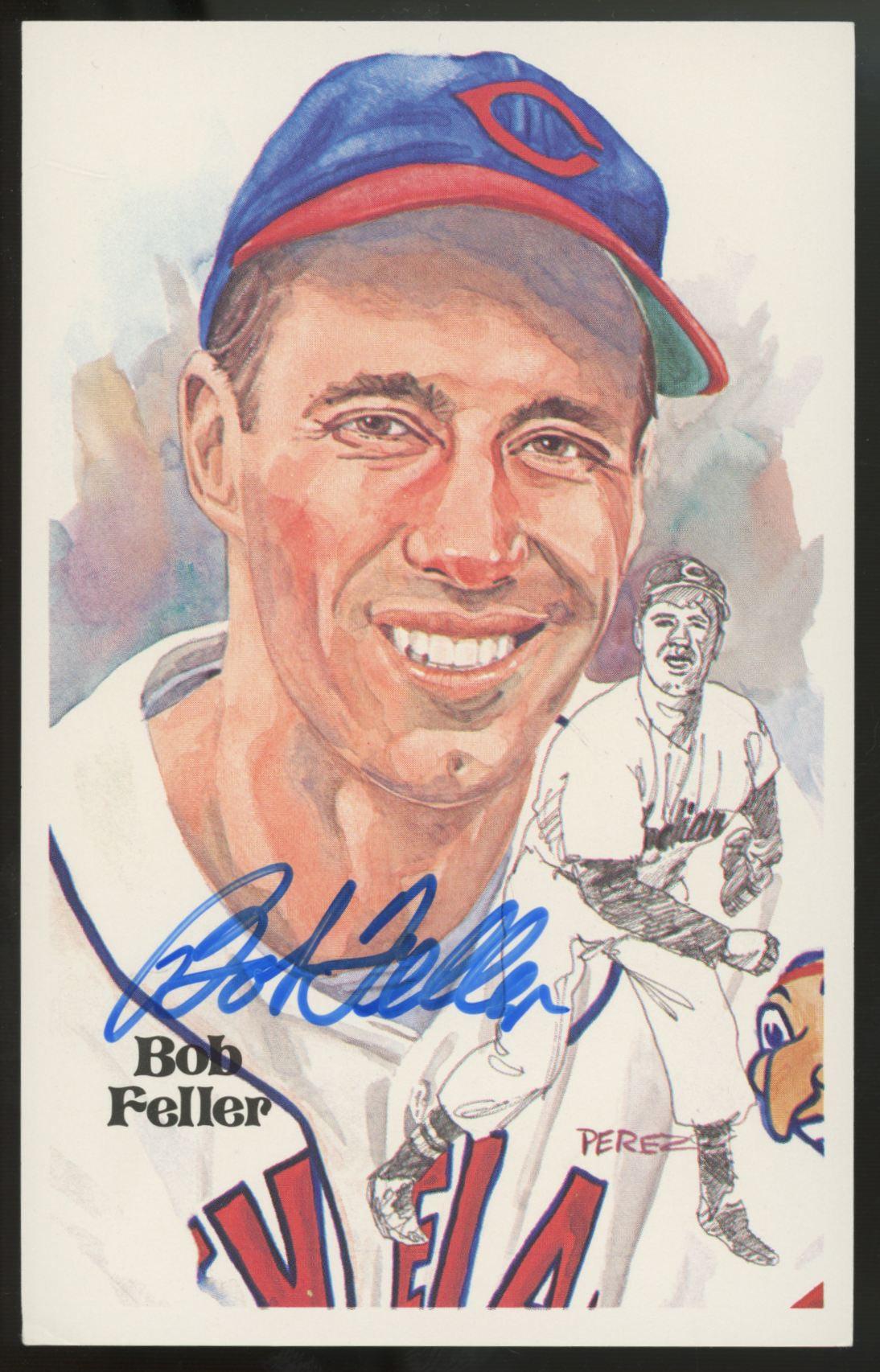 1980 Perez Steele Bob Feller Signed Autographed Post Card /10000 JSA Authentic