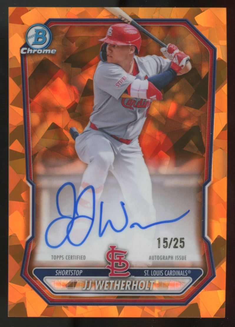 2026 Bowman Chrome Sapphire JJ Wetherholt Orange Auto /25 #BSPA-JWE
