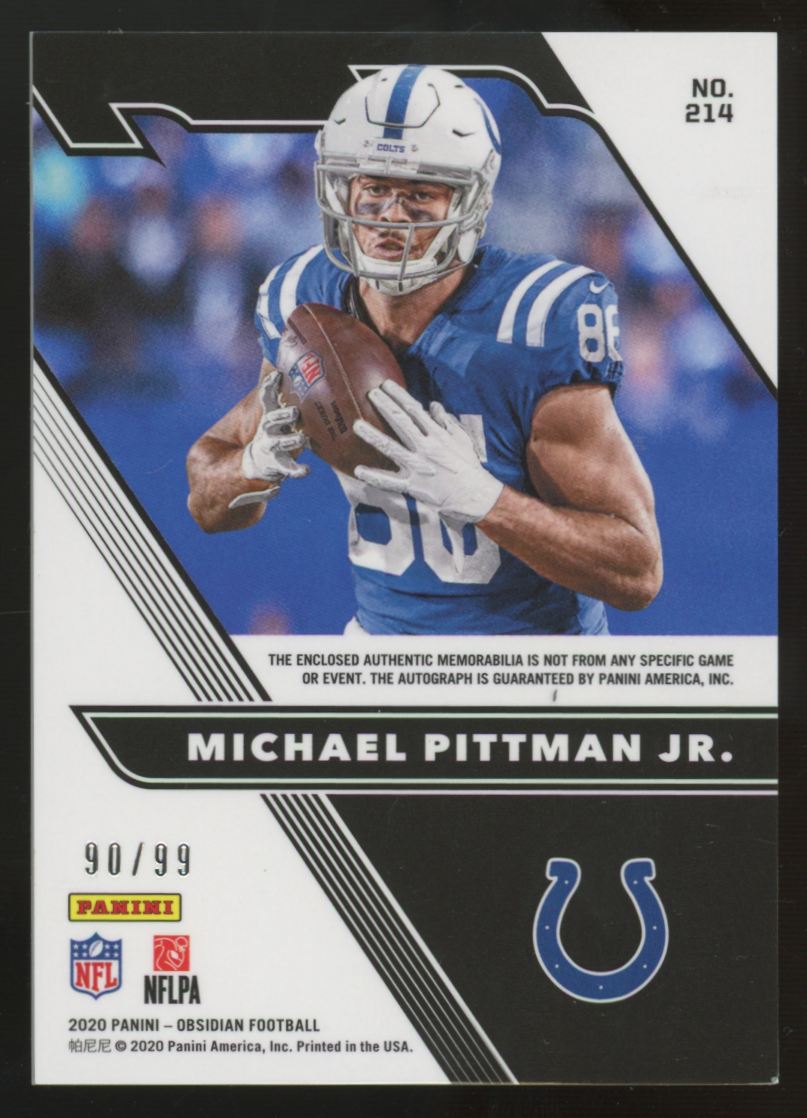 2020 Obisidian Michael Pittman Jr. RC Patch Auto RPA Orange /99 #214