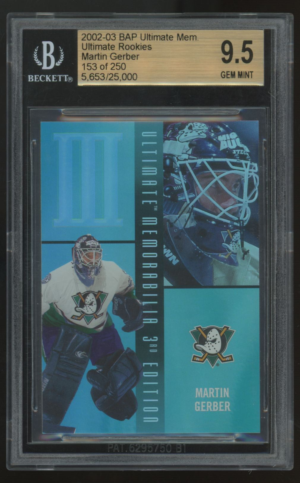 2002-03 Be A Player Ultimate Martin Gerber RC /250 #23 BGS 9.5