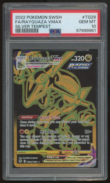 2022 Pokemon Rayquaza VMAX Silver Tempest Full Art #TG29 PSA 10 (B)