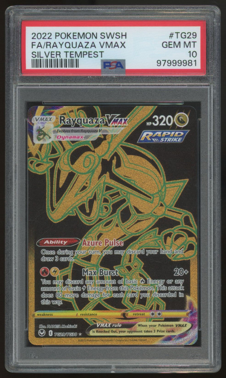 2022 Pokemon Rayquaza VMAX Silver Tempest Full Art #TG29 PSA 10 (B)