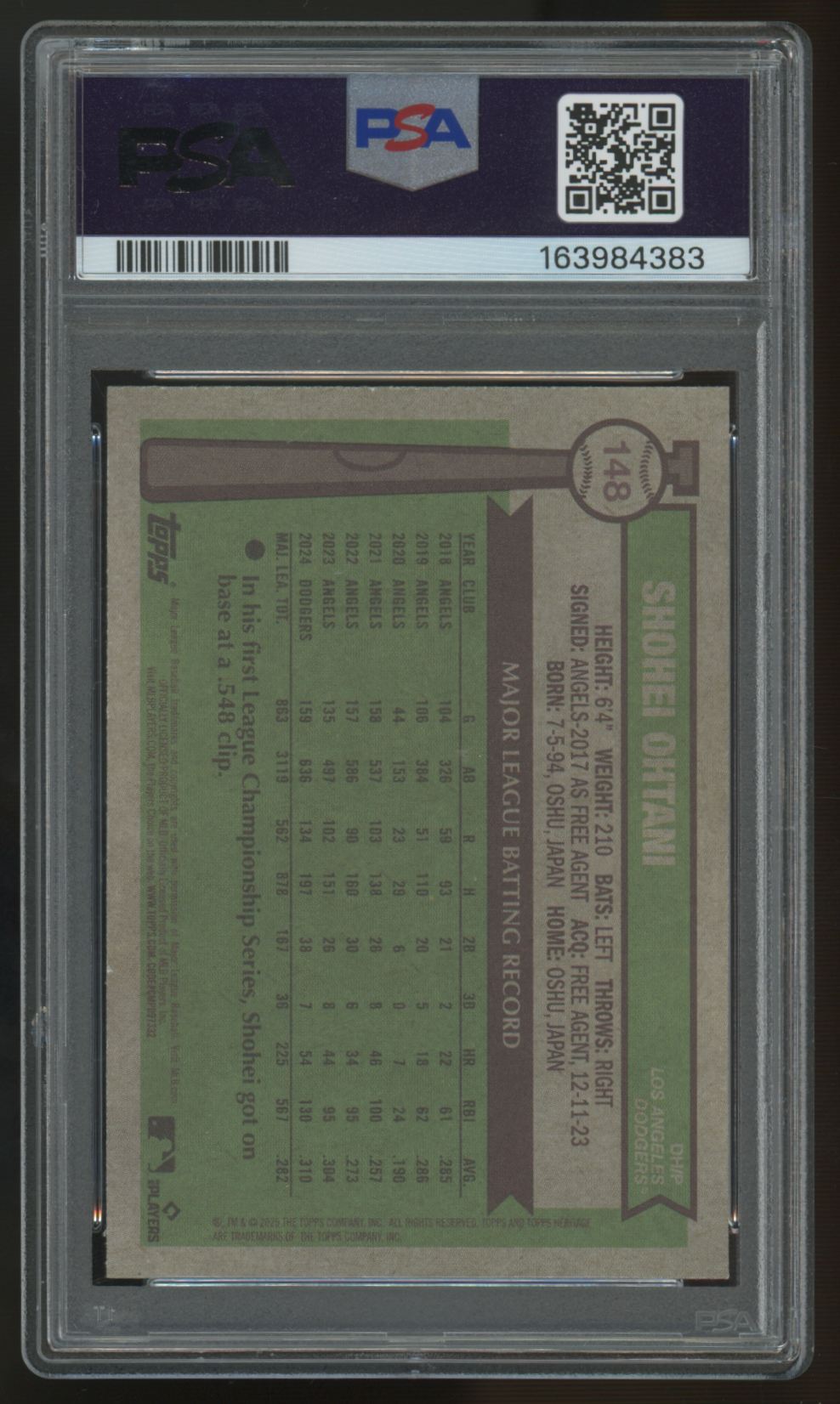 2025 Topps Heritage Shohei Ohtani #148 PSA 10