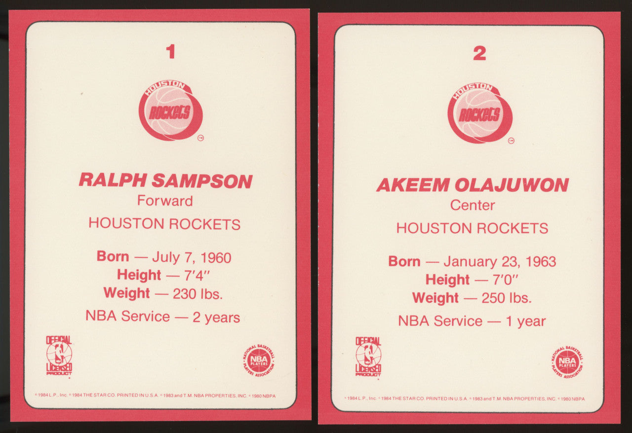 1985 Star Co. Basketball Houston Rockets Super Teams Set (5) Olajuwon RC