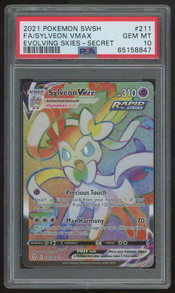 2021 Pokemon Sylveon VMax Evolving Skies Secret Rare #211 PSA 10