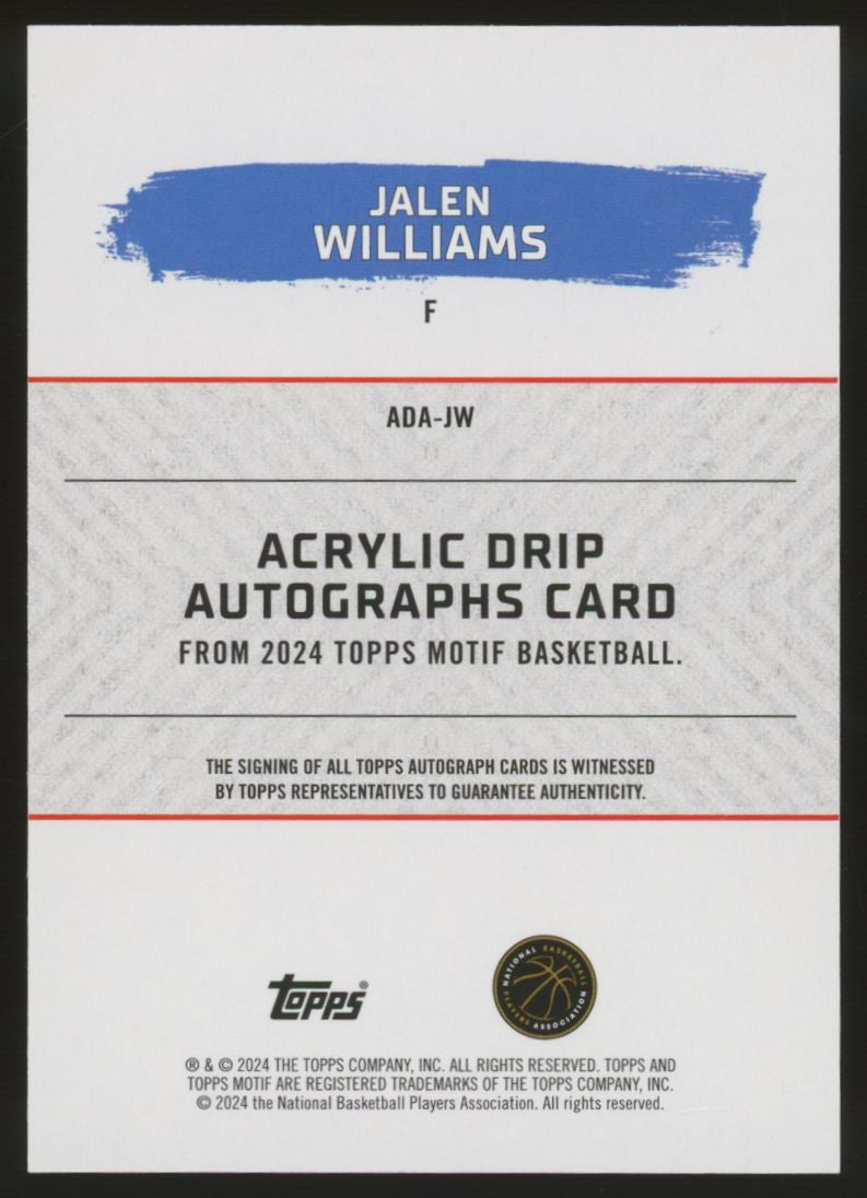 2023/24 Topps Motif Jalen Williams Acrylic Drip Auto Green /10 #ADA-JW