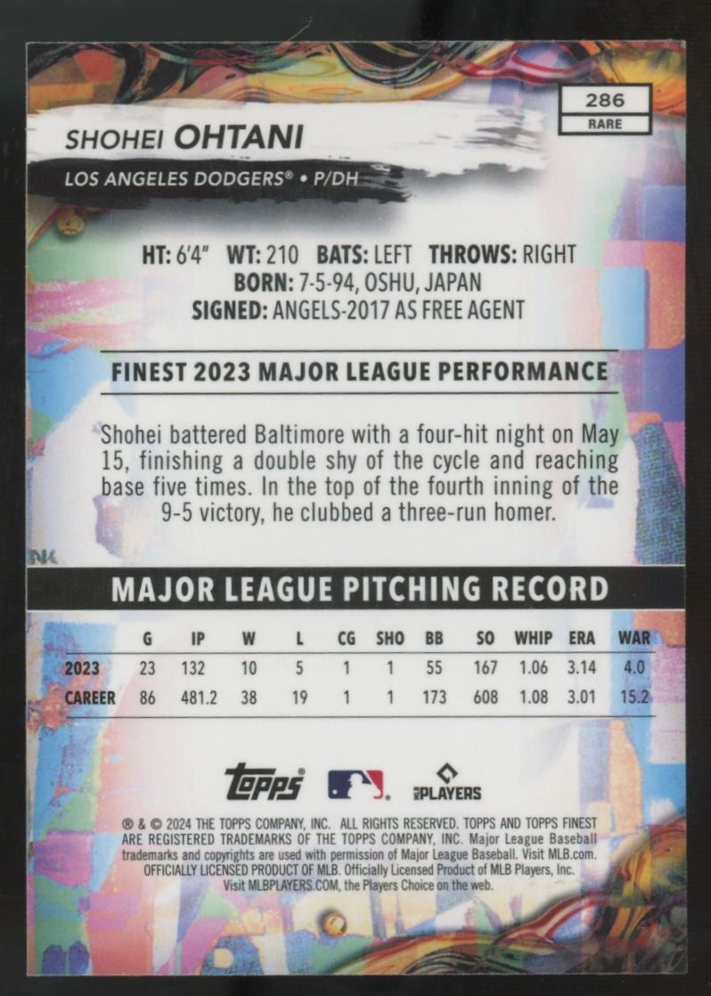 2024 Topps Finest Shohei Ohtani Rare #286