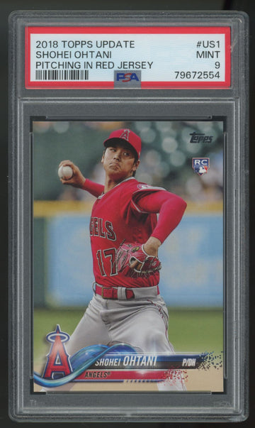 2018 Topps Update Shohei Ohtani RC Pitching / Red Jersey #US1 PSA 9