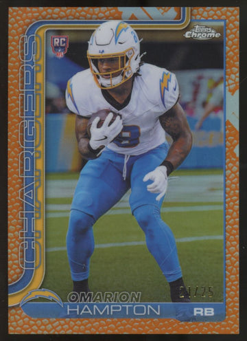 2025 Topps Chrome Omarion Hampton RC Football Leather Orange /25 #324
