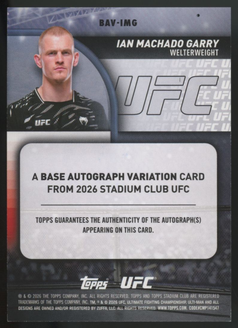2026 Topps Stadium Club UFC Ian Garry Turquoise Auto /99 #BAV-IMG