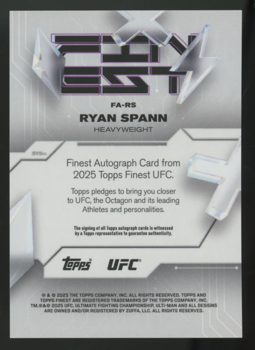 2025 Topps Finest UFC Ryan Spann Black Refractor Auto /25 #FA-RS