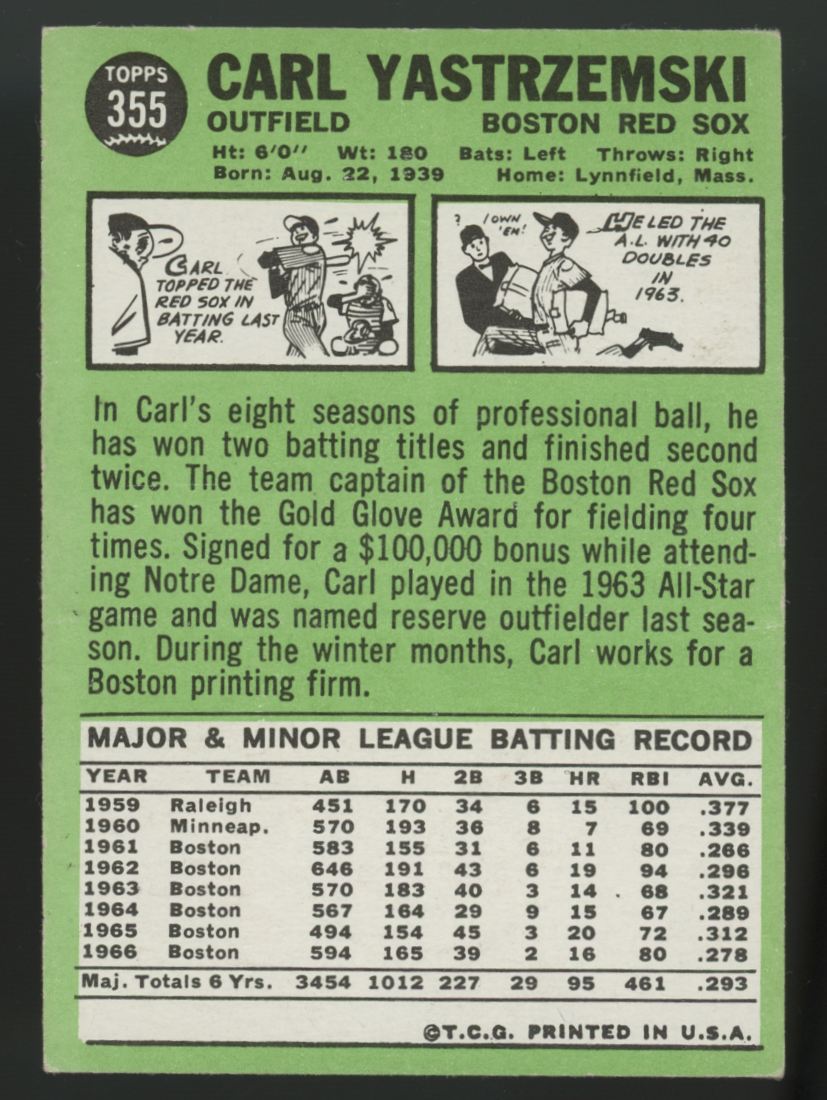 1967 Topps Carl Yastrzemski #355 EX "B"