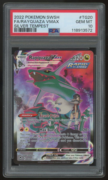 2022 Pokemon Rayquaza VMAX Silver Tempest Full Art #TG20 PSA 10 (E)