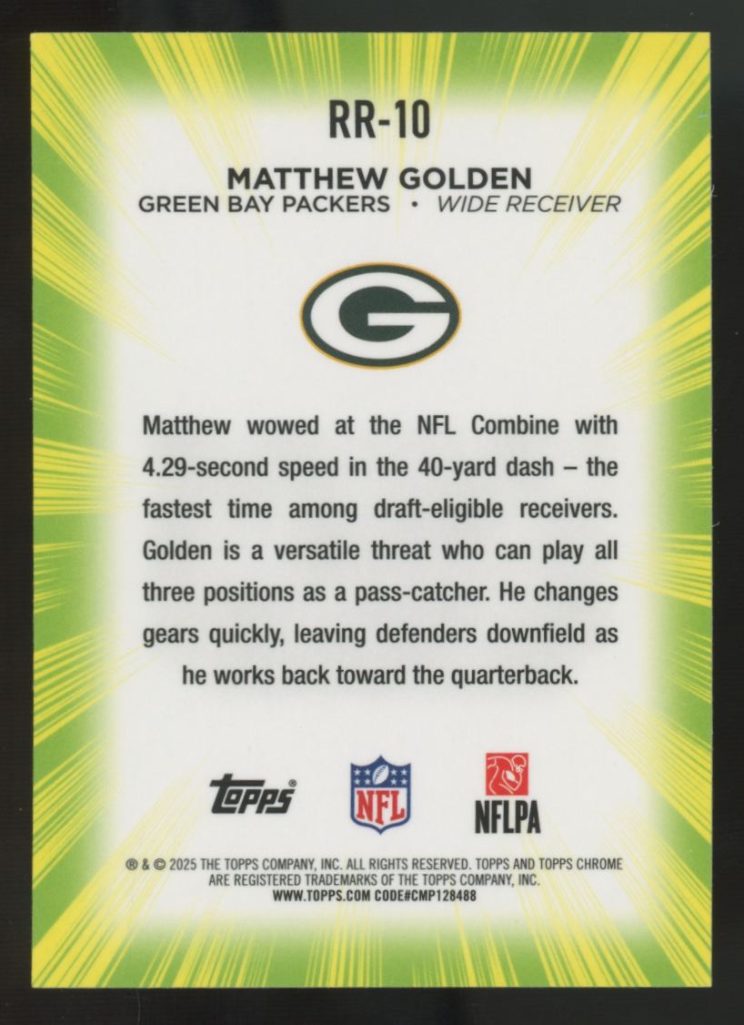 2025 Topps Chrome Matthew Golden RC Radiating Rookies SSP #RR-10