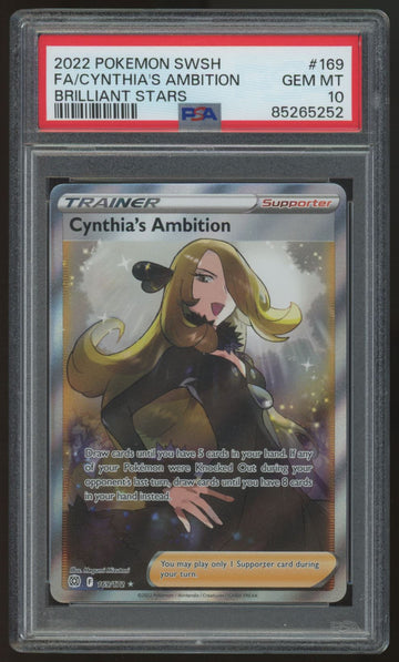 2022 Pokemon Cynthia's Ambition Brilliant Stars Full Art #169 PSA 10