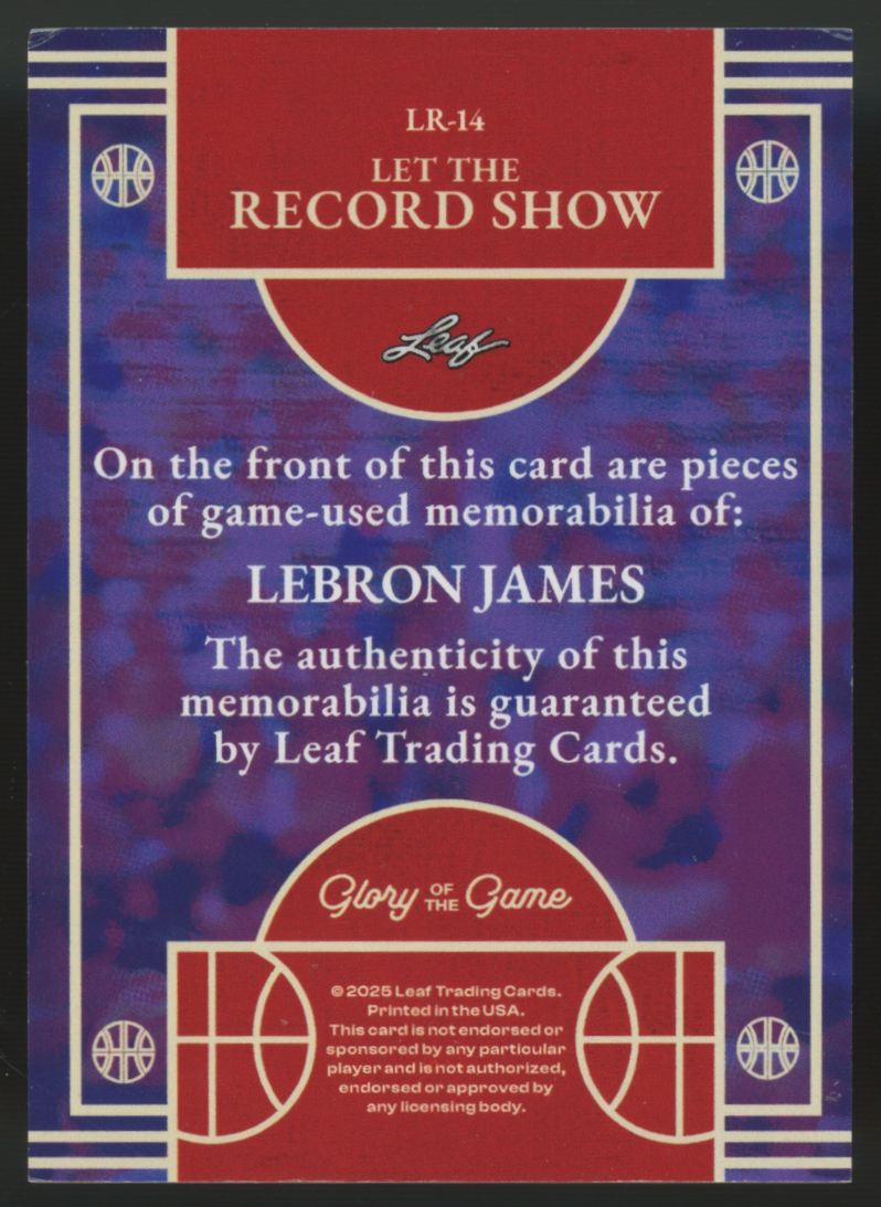 2025 Leaf Glory of the Game LeBron James Let The Record Show Dual Patch /35