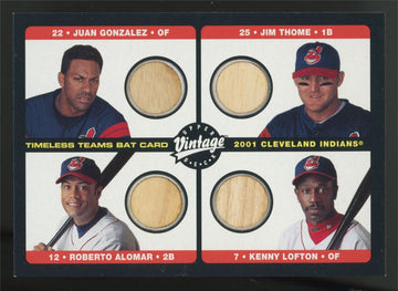 2002 UD Vintage Gonzalez/Thome/Alomar/Lofton Timeless Teams Quad Bat Relic