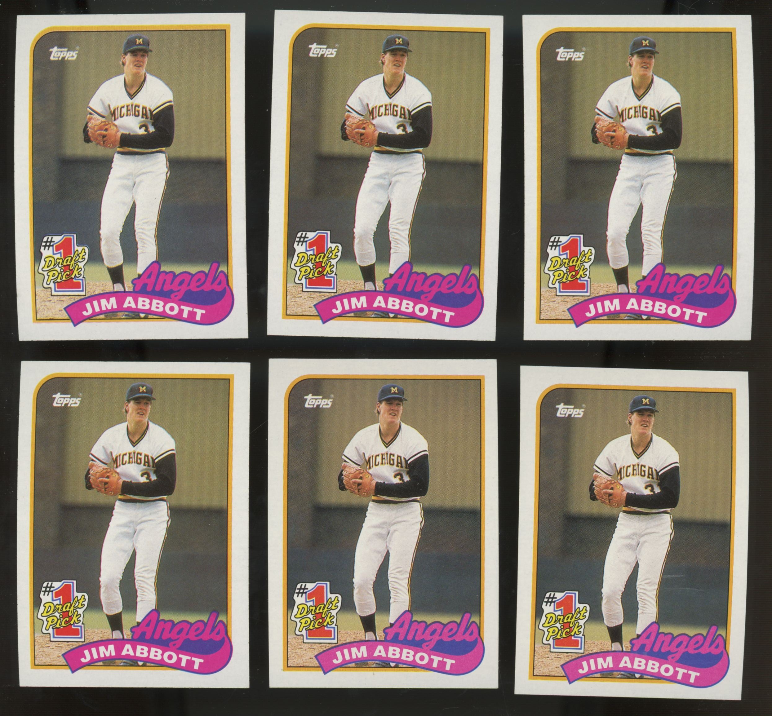 1989 Topps Jim Abbott RC #1 Draft Pick #573 (Lot Of 50)