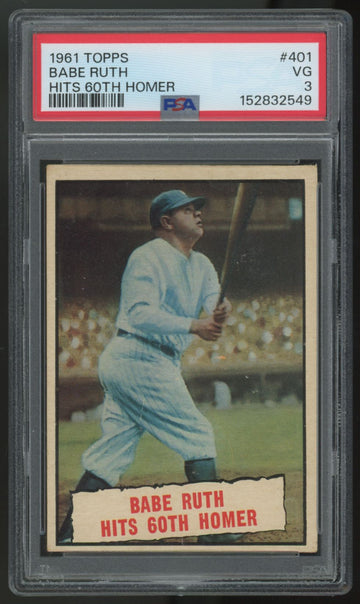 1961 Topps Babe Ruth Hits 60th Homer #401 PSA 3