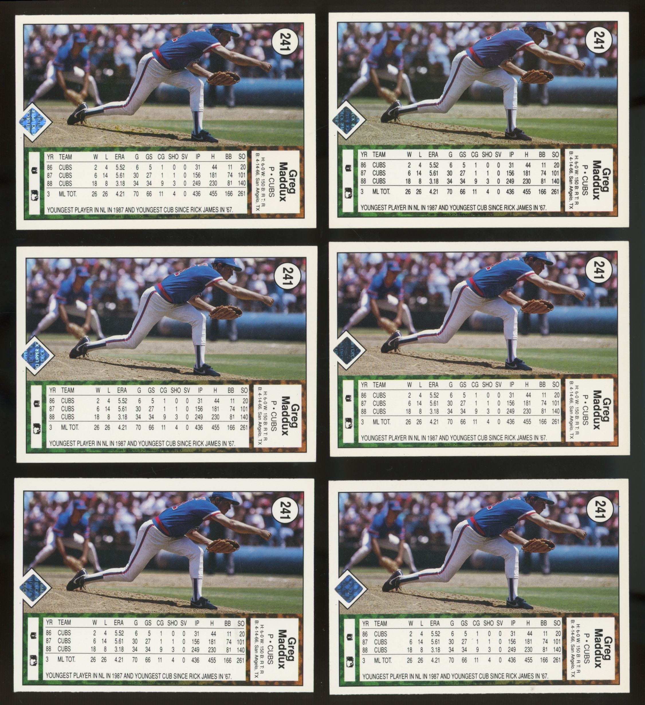 1989 Upper Deck Greg Maddux #241 (Lot of 50)
