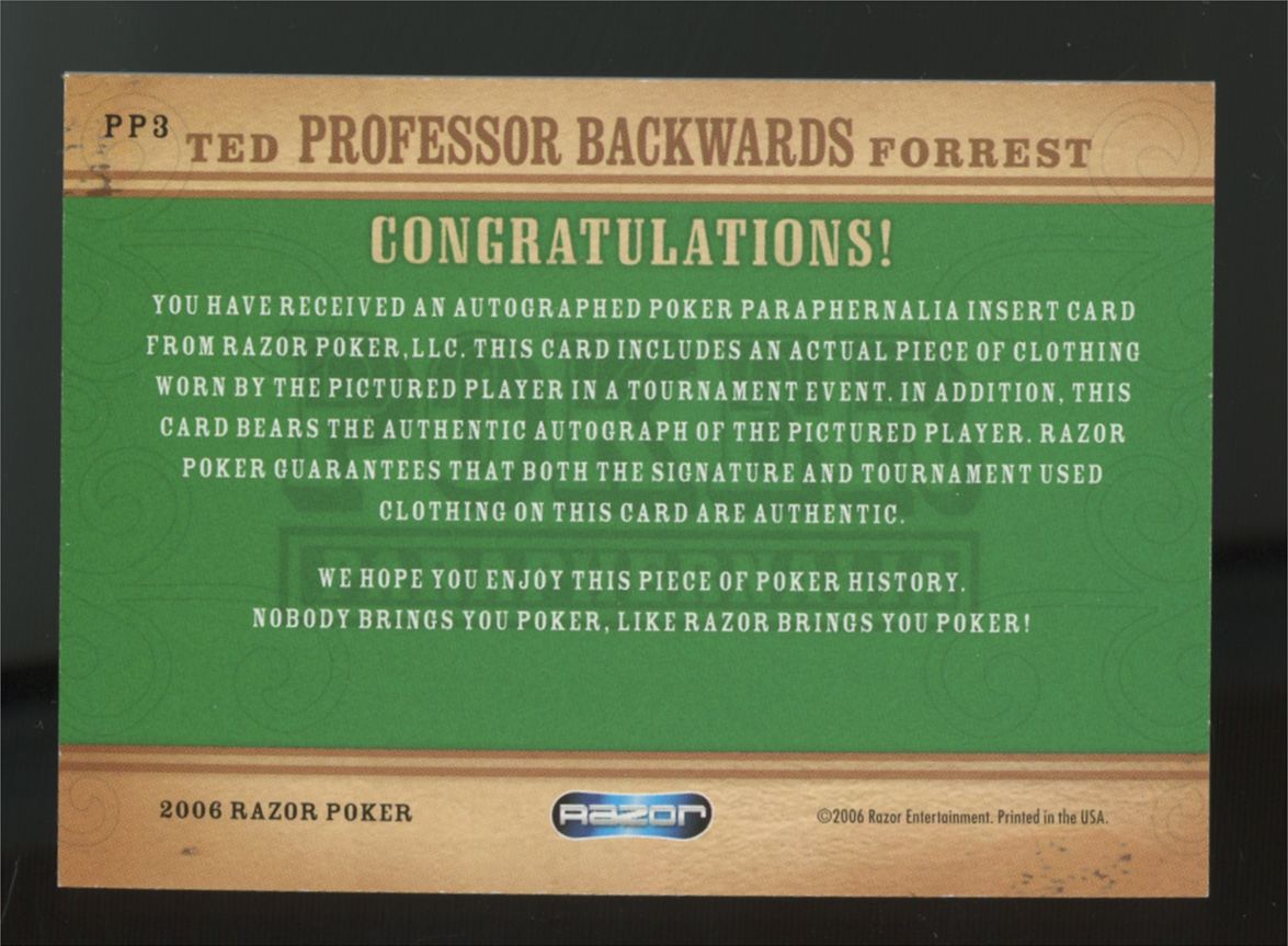 2006 Razor Poker Autographed Complete Set w/ Reg Base Set + Ted Forrest PP3 Auto