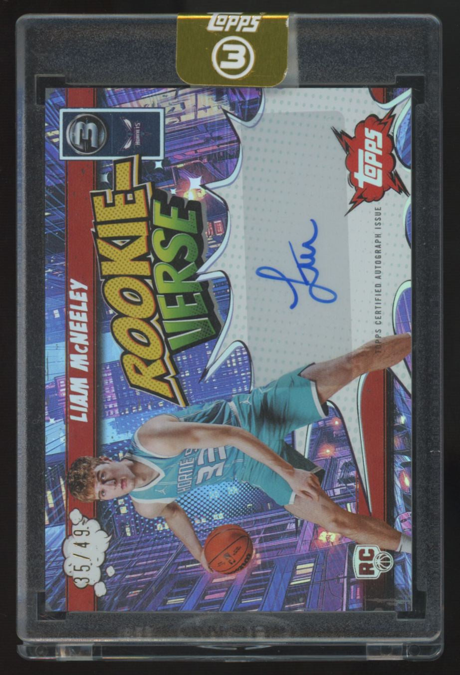 2025-26 Topps Three Liam McNeeley RC Rookie-Verse Auto /49 #RV-LM