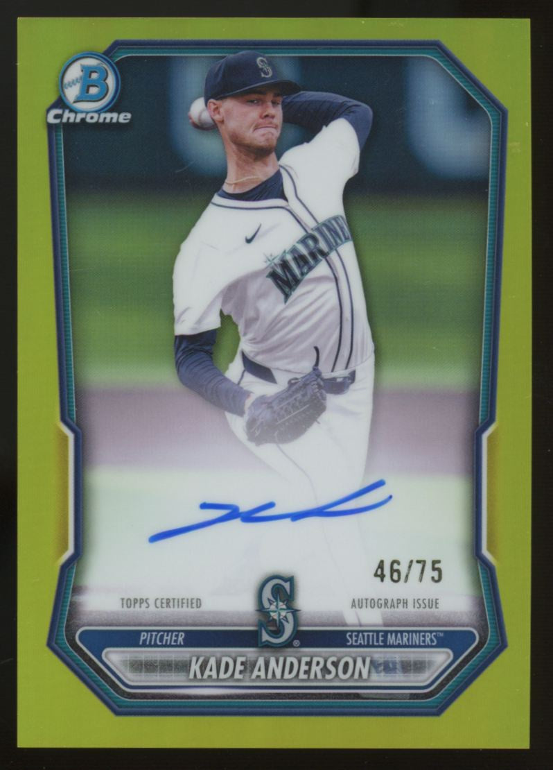 2026 Bowman Chrome Kade Anderson Yellow Refractor Auto /75 #CPA-KAN