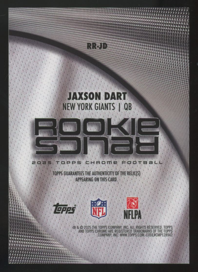2025 Topps Chrome Jaxson Dart RC Rookie Relics Patch #RR-JD