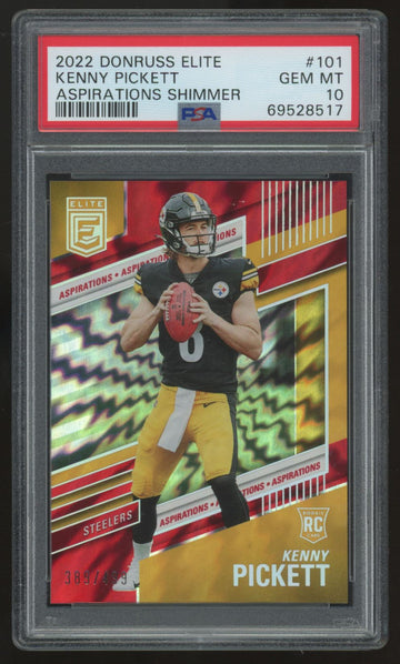 2022 Donruss Elite Kenny Pickett RC Aspirations Shimmer /499 #101 PSA 10