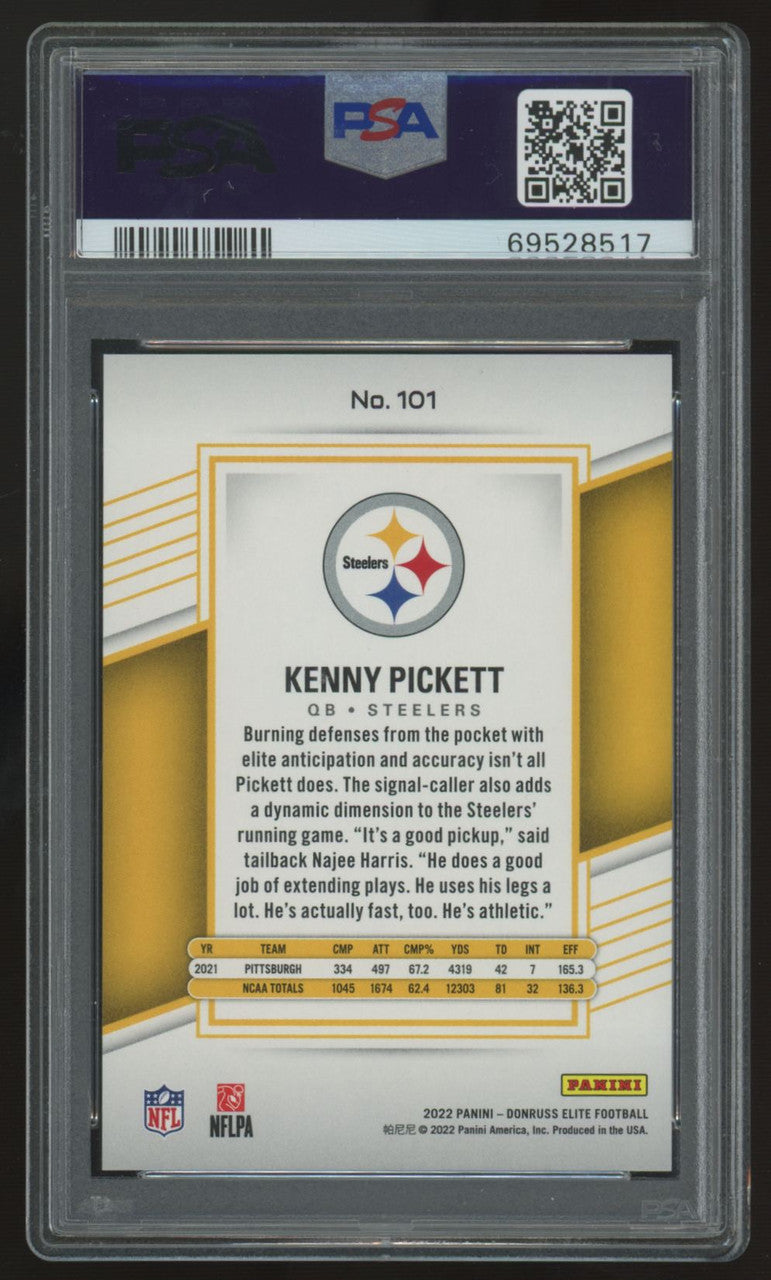 2022 Donruss Elite Kenny Pickett RC Aspirations Shimmer /499 #101 PSA 10