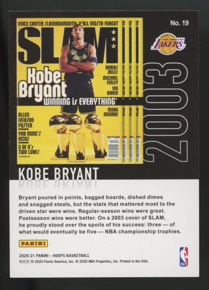 2020-21 Panini Hoops Kobe Bryant Slam Winter #19
