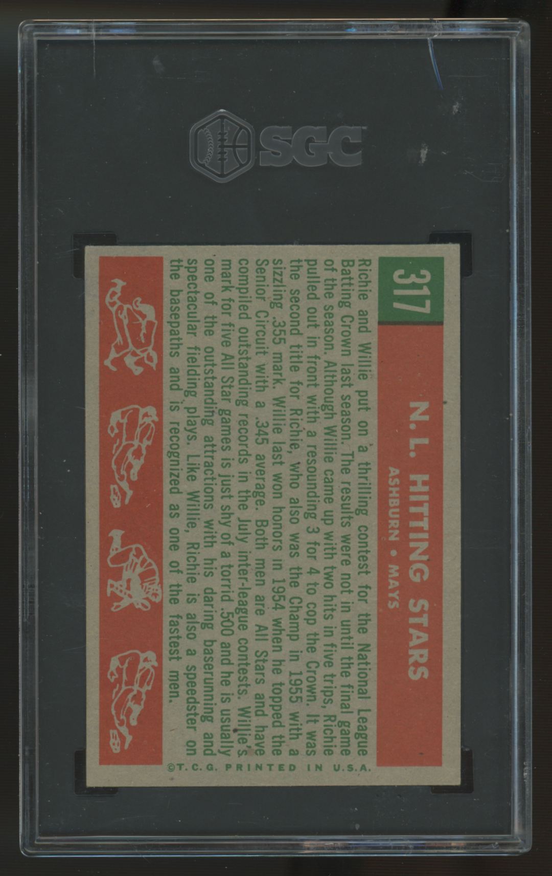 1959 Topps Ashburn/Mays NL Hitting Kings #317 SGC 4 *241