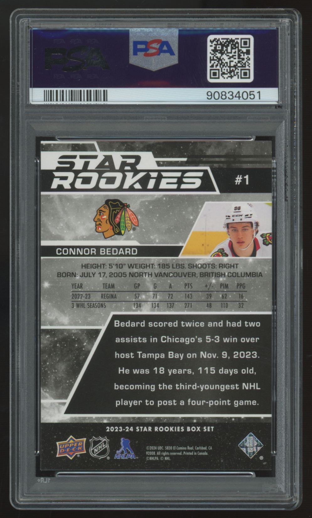2023-24 Upper Deck Star Rookies Connor Bedard RC Box Set #1 PSA 10