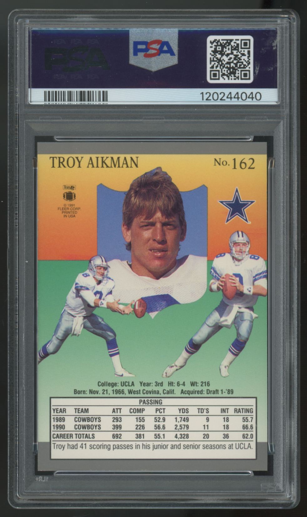 1991 Fleer Ultra Troy Aikman #162 PSA 10