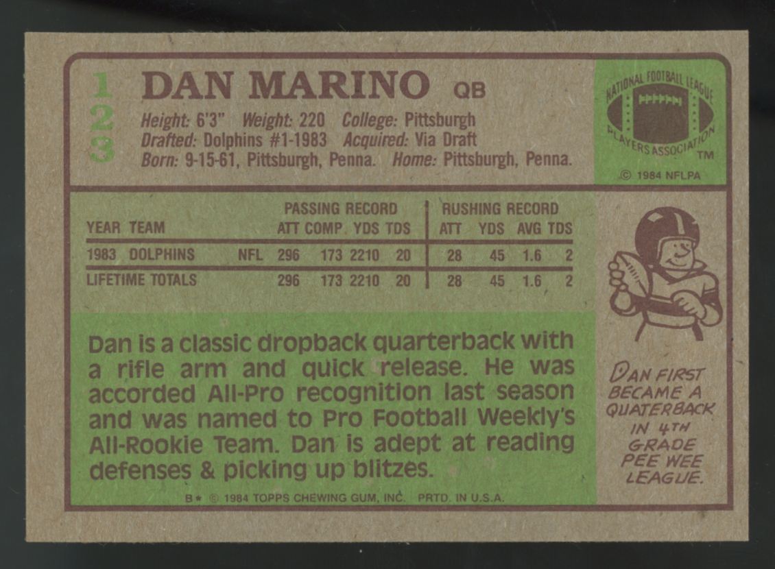 1984 Topps Dan Marino RC #123 EX/MT "D"